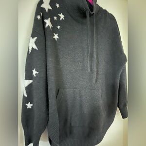 Lou & Grey Dark Charcoal Gray Sweater with Star Graphic Accents